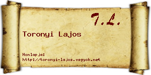 Toronyi Lajos névjegykártya